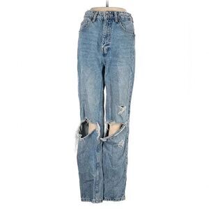 Zara sz 2 ripped Knee Jeans High Waist Distressed Denim Light Wash Casual Trendy